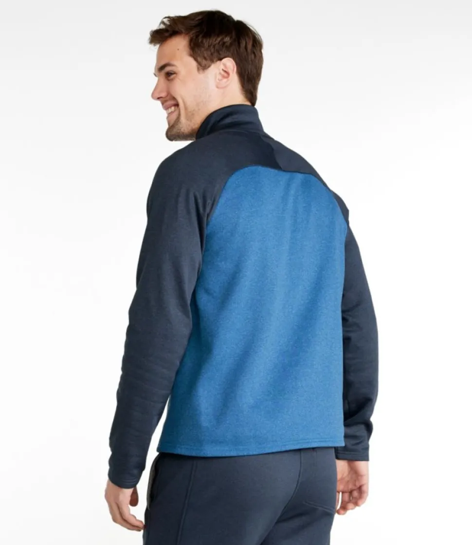 Sale L.L.Bean "Men's Mountain Fleece Half-Zip, Colorblock" CarbonNavy/MarineBlue