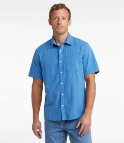 Best L.L.Bean "Men's Organic Cotton Seersucker Shirt, Short-Sleeve, Slightly Fitted, Plaid"