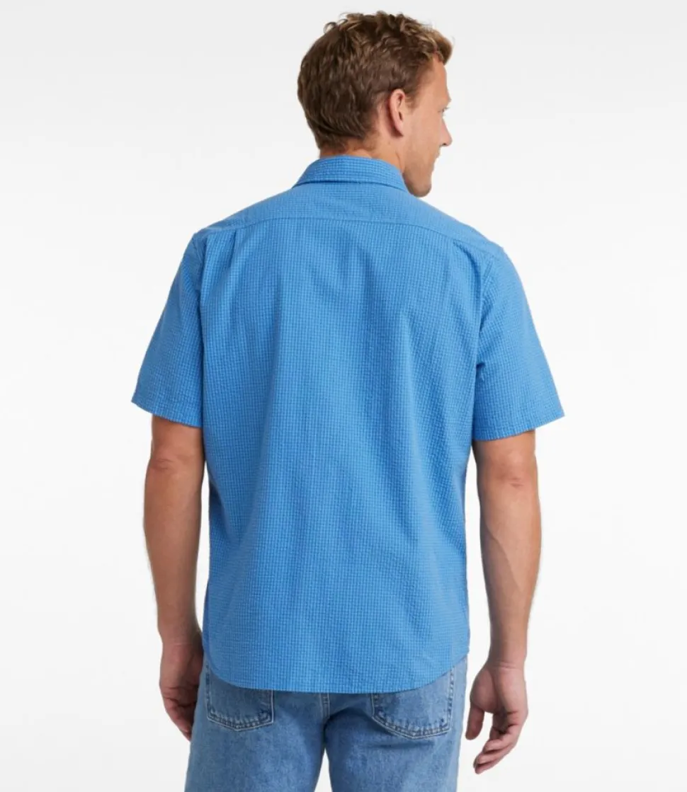 Best L.L.Bean "Men's Organic Cotton Seersucker Shirt, Short-Sleeve, Slightly Fitted, Plaid"