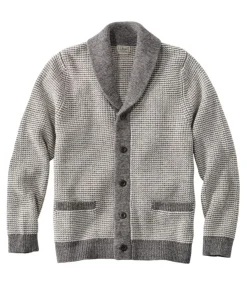 Best L.L.Bean "Men's Organic Cotton Sweater, Cardigan, Stripe" GrayHeather/PaleKhaki