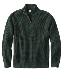 Cheap L.L.Bean "Men's Organic Cotton Waffle Sweater, Quarter Zip"
