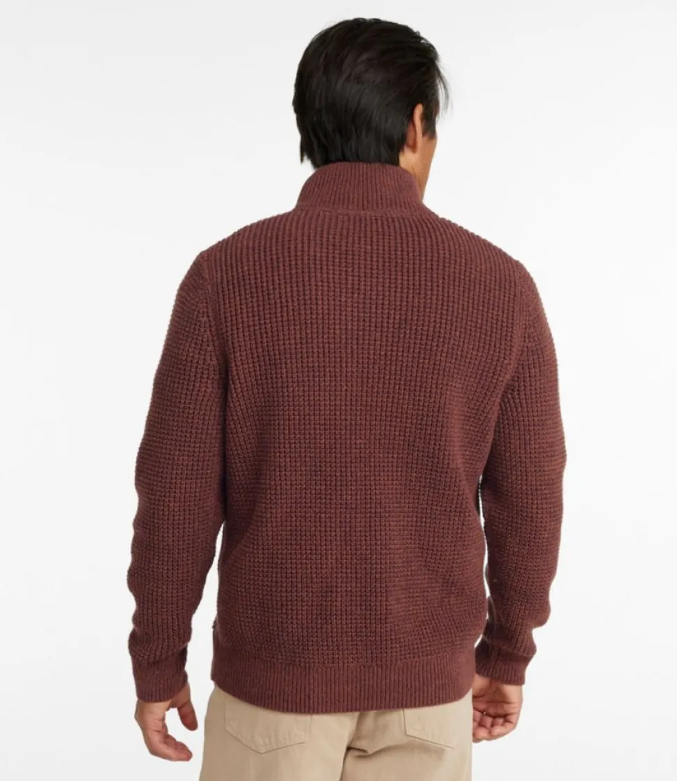 Cheap L.L.Bean "Men's Organic Cotton Waffle Sweater, Quarter Zip"