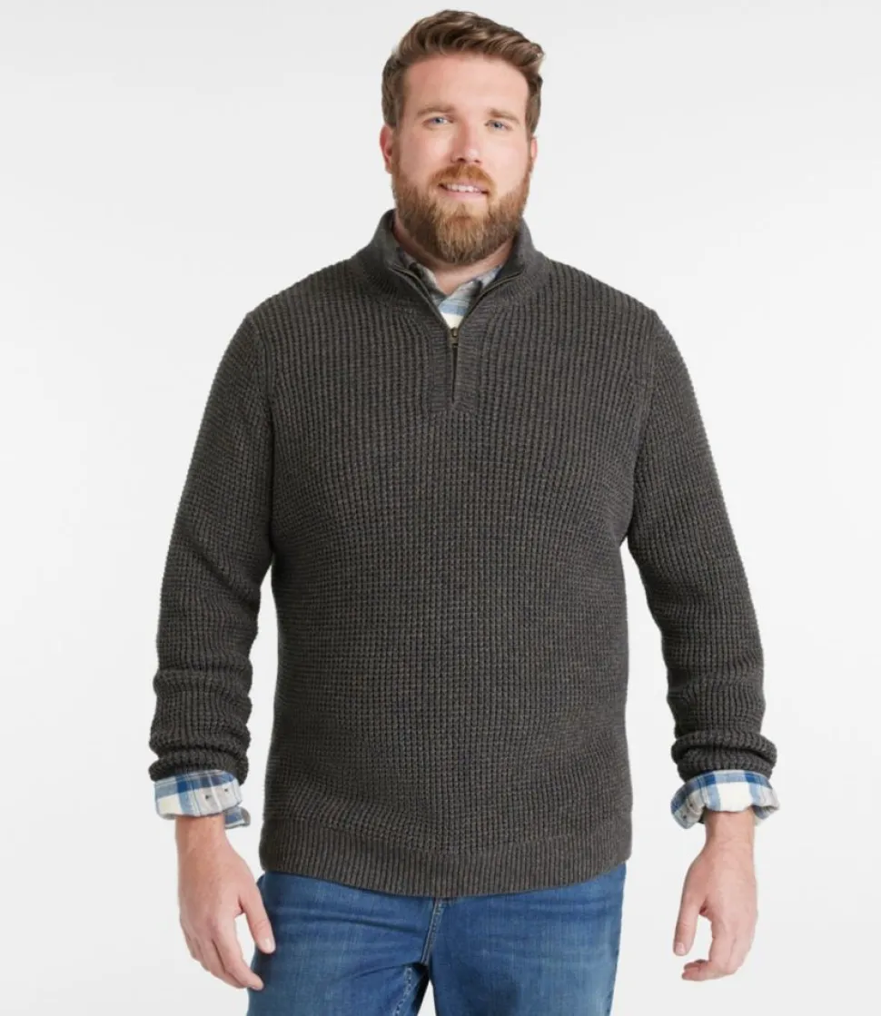 Cheap L.L.Bean "Men's Organic Cotton Waffle Sweater, Quarter Zip"