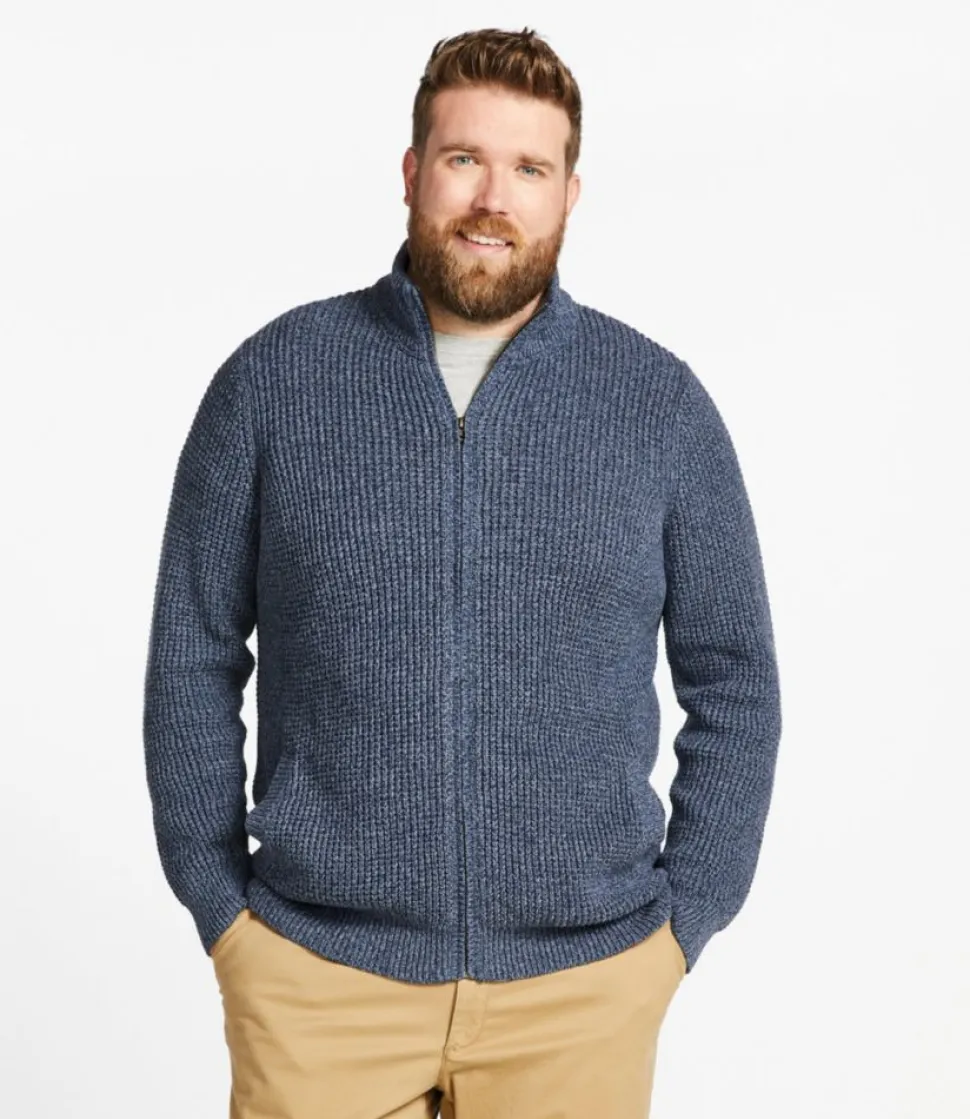 Clearance L.L.Bean "Men's Organic Cotton Waffle Sweater, Full Zip"