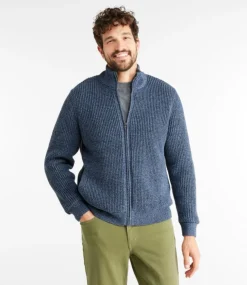 Best Sale L.L.Bean "Men's Organic Cotton Waffle Sweater, Full Zip, Lined"
