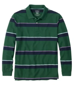 Flash Sale L.L.Bean "Men's Premium Double L® Polo, Long-Sleeve Without Pocket, Stripe" DeepGreen