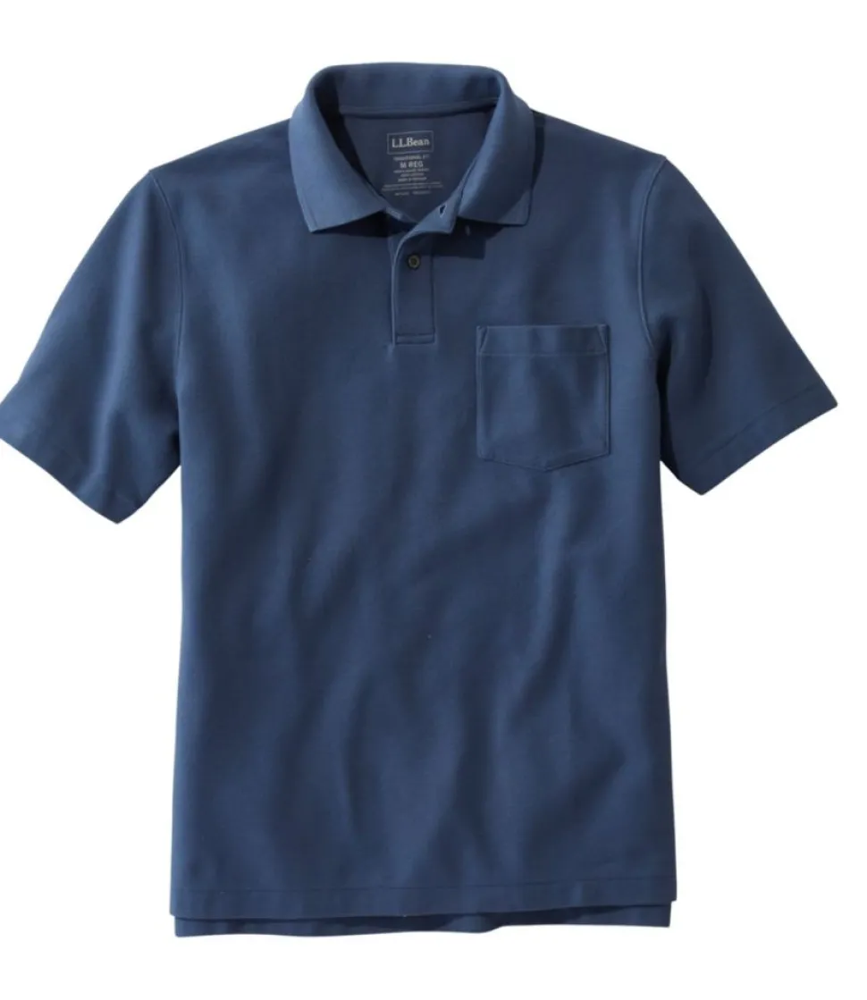 Best L.L.Bean "Men's Premium Double L® Polo, Hemmed Short-Sleeve with Pocket"