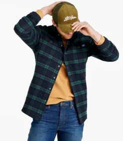 Discount L.L.Bean "Men's Quilted Sweatshirts, Snap Overshirt, Plaid" Blackwatch