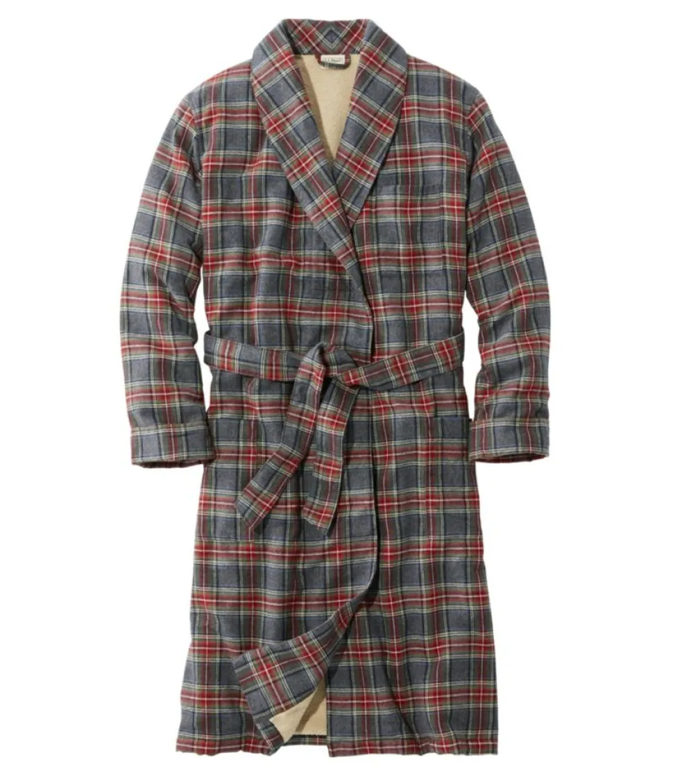 Hot L.L.Bean "Men's Scotch Plaid Flannel Robe, Sherpa-Lined"