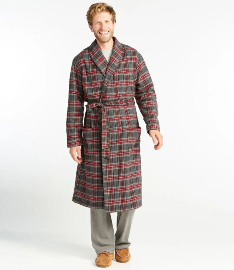 Hot L.L.Bean "Men's Scotch Plaid Flannel Robe, Sherpa-Lined"