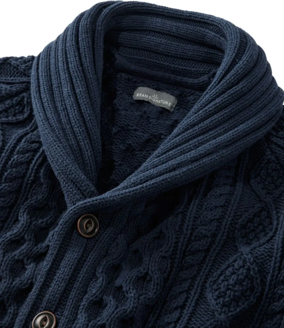 Shop L.L.Bean "Men's Signature Cotton Fisherman Sweater, Shawl-Collar Cardigan"