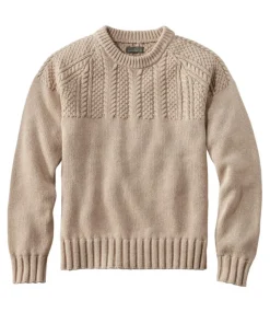 Sale L.L.Bean "Men's Signature Cotton Fisherman Sweater, Yoke Crewneck"