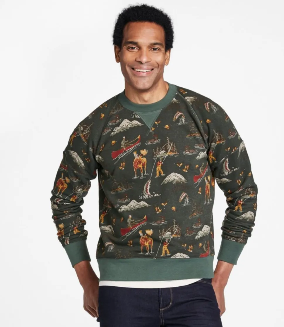 Sale L.L.Bean "Men's Signature Heritage Sweatshirt, Crewneck, Print" PaleOliveCamo