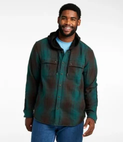 Discount L.L.Bean "Men's Signature Heritage Textured Flannel, Hooded Shirt Jac, Plaid"