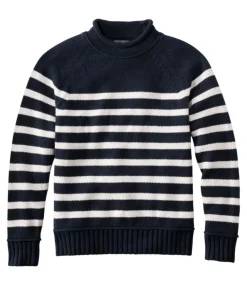 Shop L.L.Bean "Men's Signature Organic Cotton Rollneck Sweater, Stripe" Navy