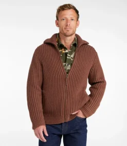 Clearance L.L.Bean "Men's Signature Organic Cotton Sweater, Funnel Neck, Full Zip"