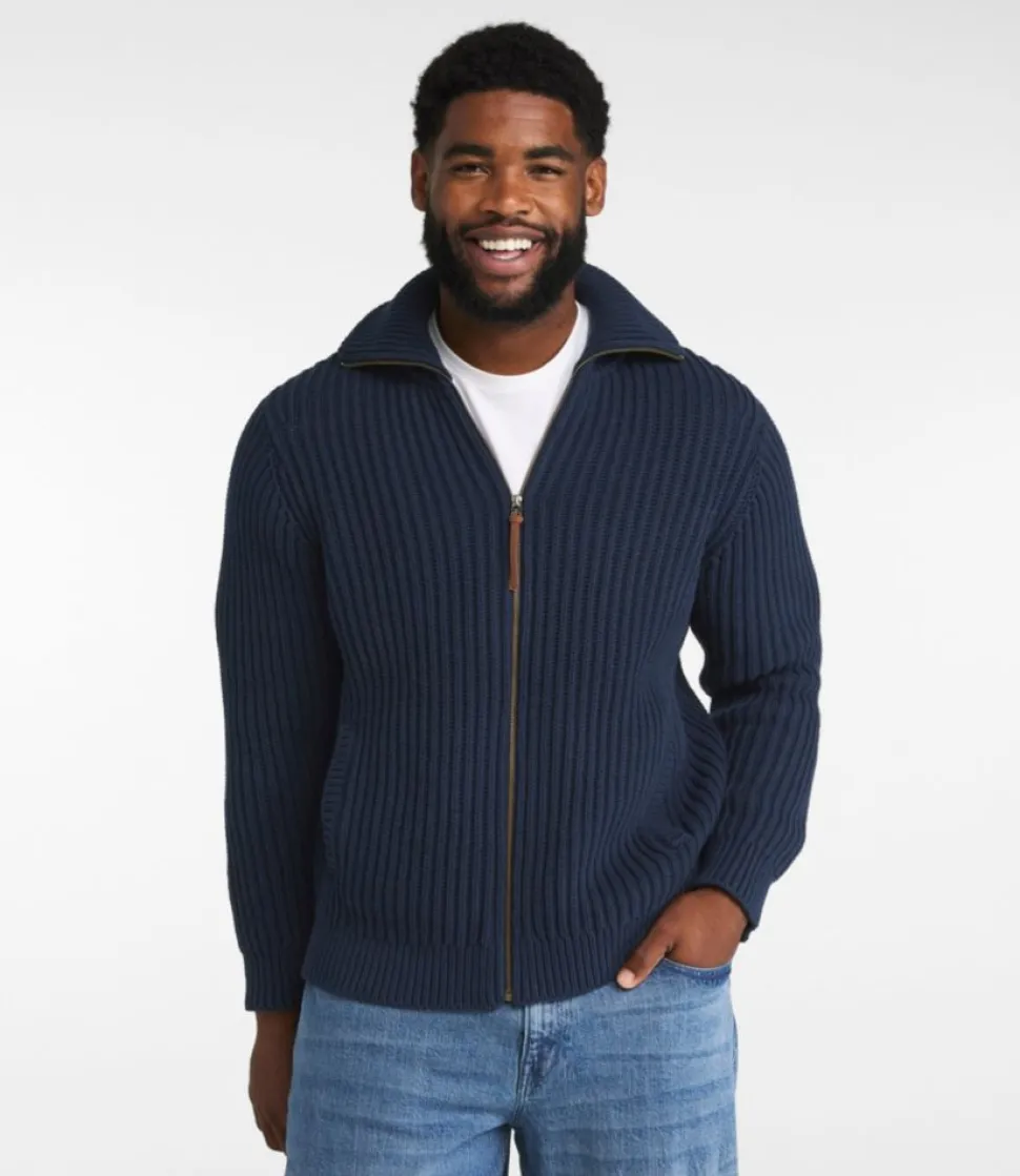 Clearance L.L.Bean "Men's Signature Organic Cotton Sweater, Funnel Neck, Full Zip"