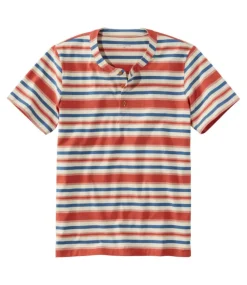 Best L.L.Bean "Men's Signature Rangeley Cotton Henley, Short-Sleeve" CreamStripe