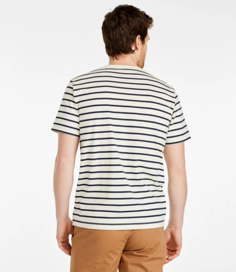Best L.L.Bean "Men's Signature Rangeley Cotton Henley, Short-Sleeve" CreamStripe