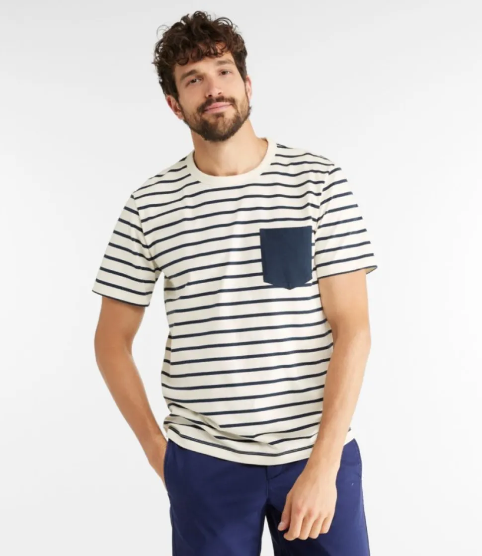 Best Sale L.L.Bean "Men's Signature Rangeley Cotton T-Shirt, Short-Sleeve, Stripe" Navy