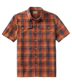 Hot L.L.Bean "Men's SunSmart® Cool Weave Shirt Short-Sleeve" RussetClay/SeaGreen