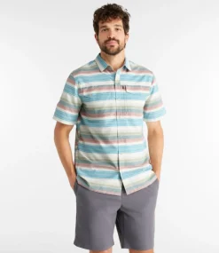 Outlet L.L.Bean "Men's SunSmart® Cool Weave Woven Shirt, Short-Sleeve Stripe" DeepAzureStripe