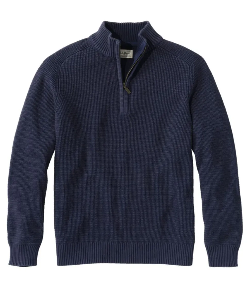 Flash Sale L.L.Bean "Men's Textured Washed Cotton Sweaters, Quarter-Zip"