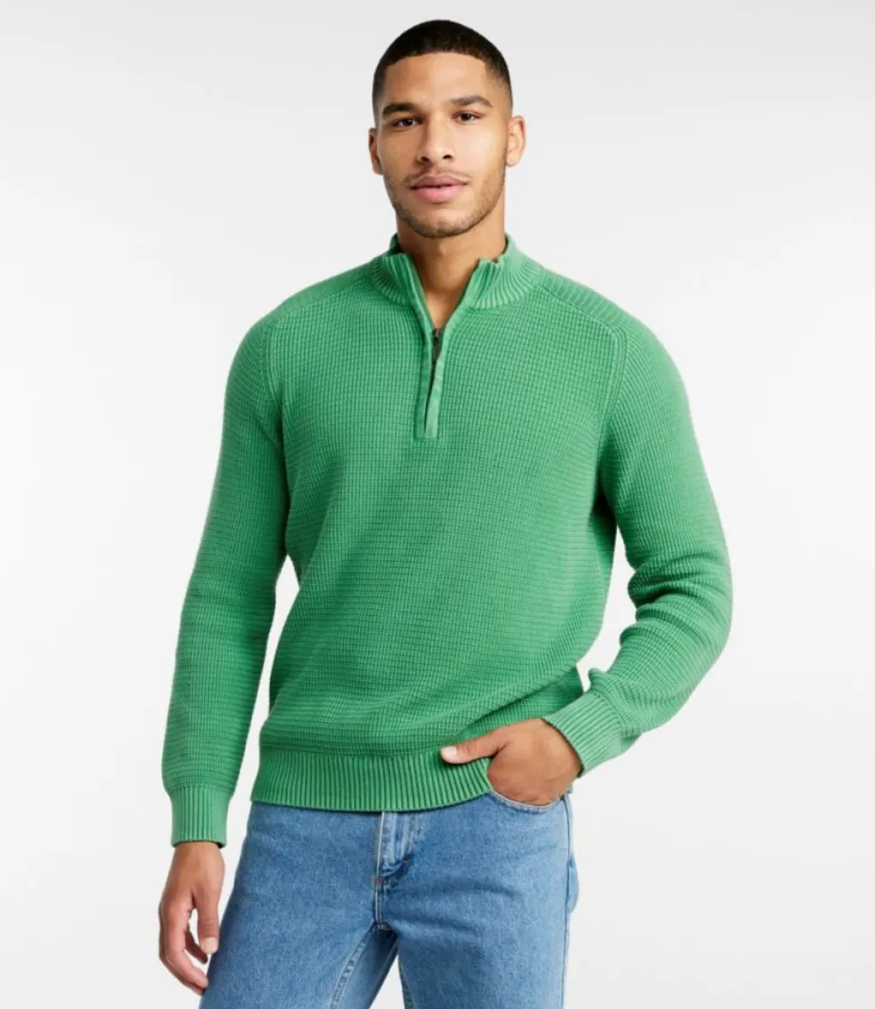 Flash Sale L.L.Bean "Men's Textured Washed Cotton Sweaters, Quarter-Zip"