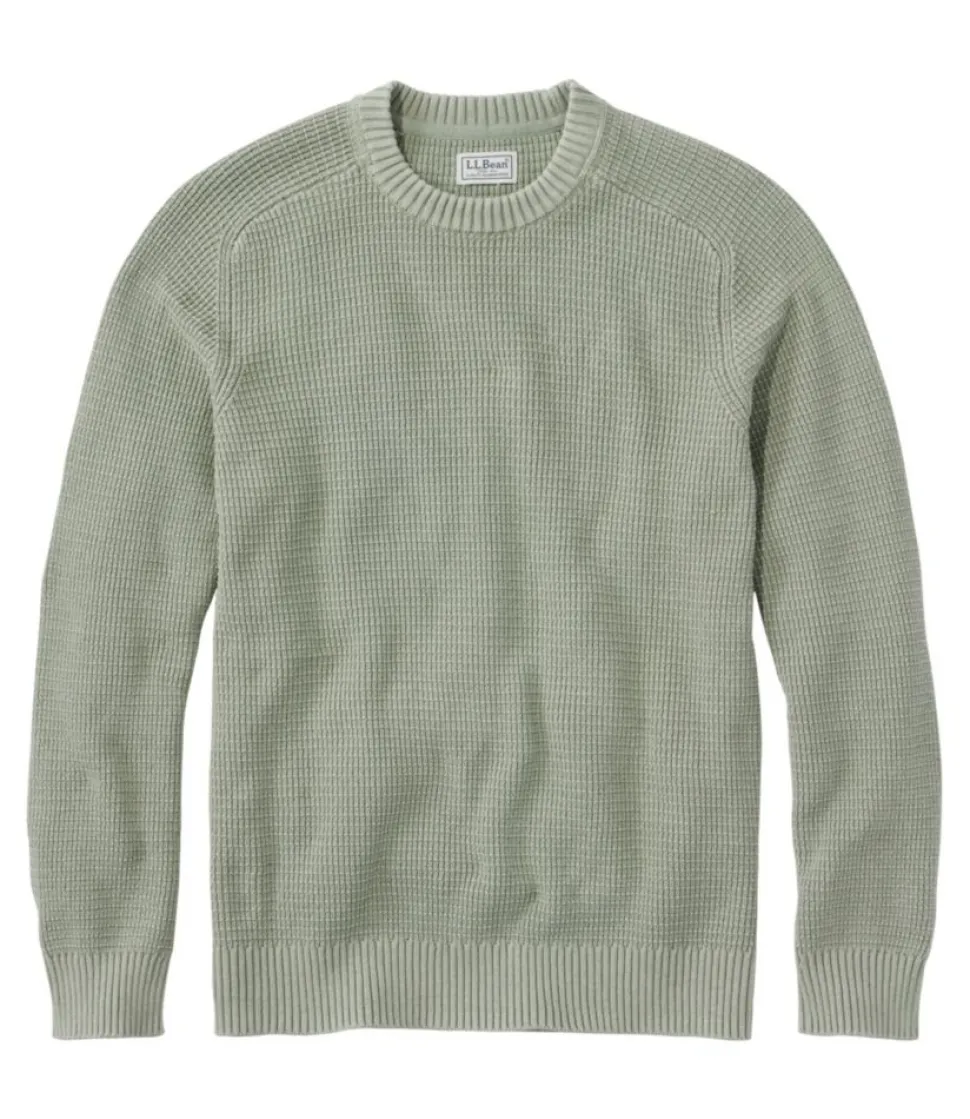 Fashion L.L.Bean "Men's Textured Washed Cotton Sweaters, Crewneck"