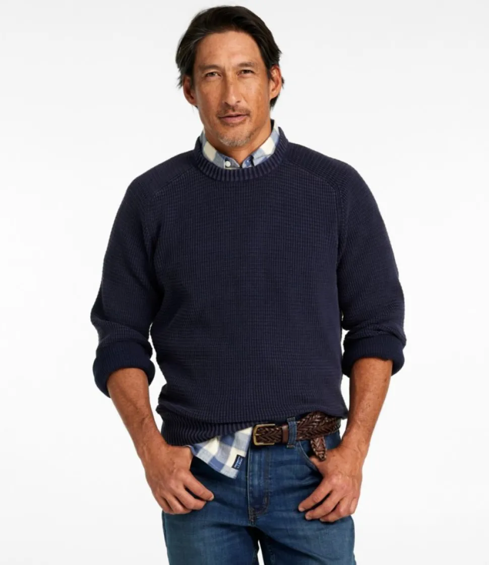 Fashion L.L.Bean "Men's Textured Washed Cotton Sweaters, Crewneck"