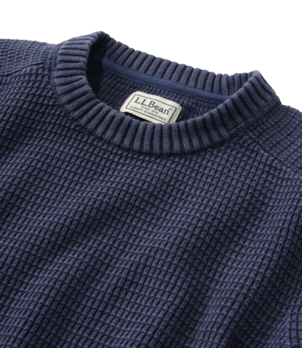 Fashion L.L.Bean "Men's Textured Washed Cotton Sweaters, Crewneck"