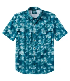 Outlet L.L.Bean "Men's Tropicwear Shirt, Short-Sleeve Print" DeepwaterBlueWatercamo