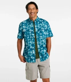 Outlet L.L.Bean "Men's Tropicwear Shirt, Short-Sleeve Print" DeepwaterBlueWatercamo