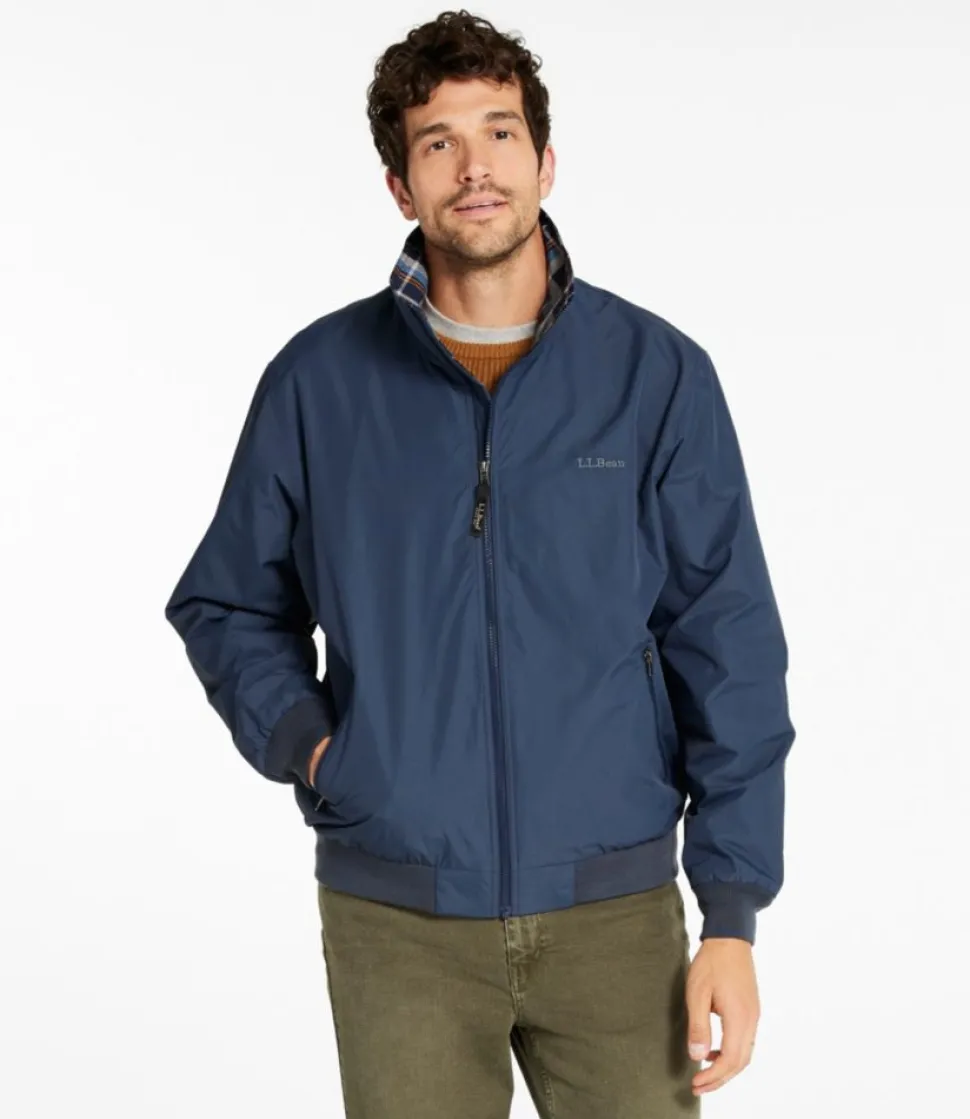 Fashion L.L.Bean "Men's Warm-Up Jacket, Flannel-Lined" CarbonNavy
