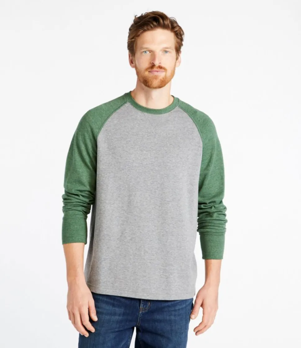 Best L.L.Bean "Men's Washed Cotton Double-Knit Crewneck, Slightly Fitted Long-Sleeve Colorblock"