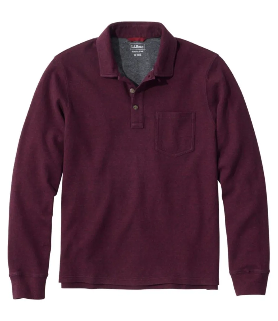 Fashion L.L.Bean "Men's Washed Cotton Double-Knit Polo, Long-Sleeve"