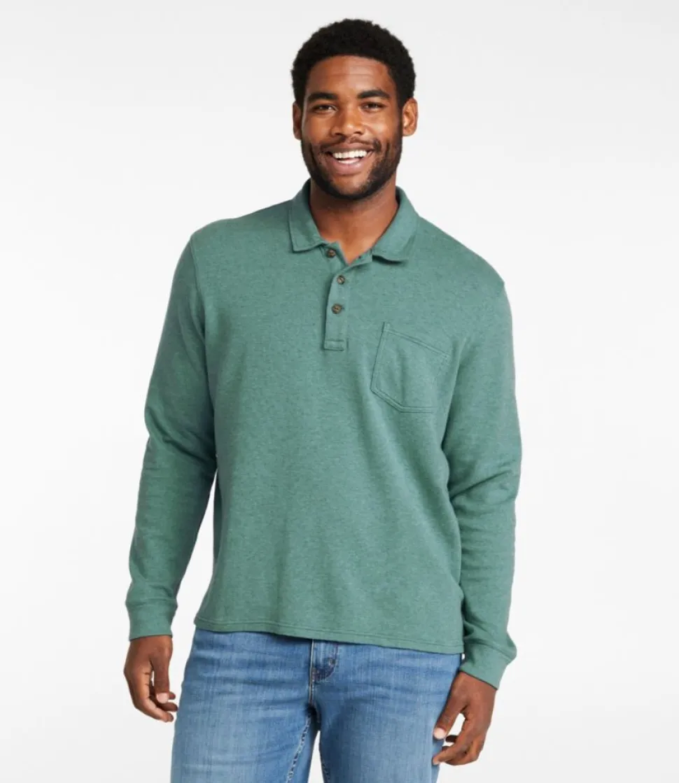 Fashion L.L.Bean "Men's Washed Cotton Double-Knit Polo, Long-Sleeve"