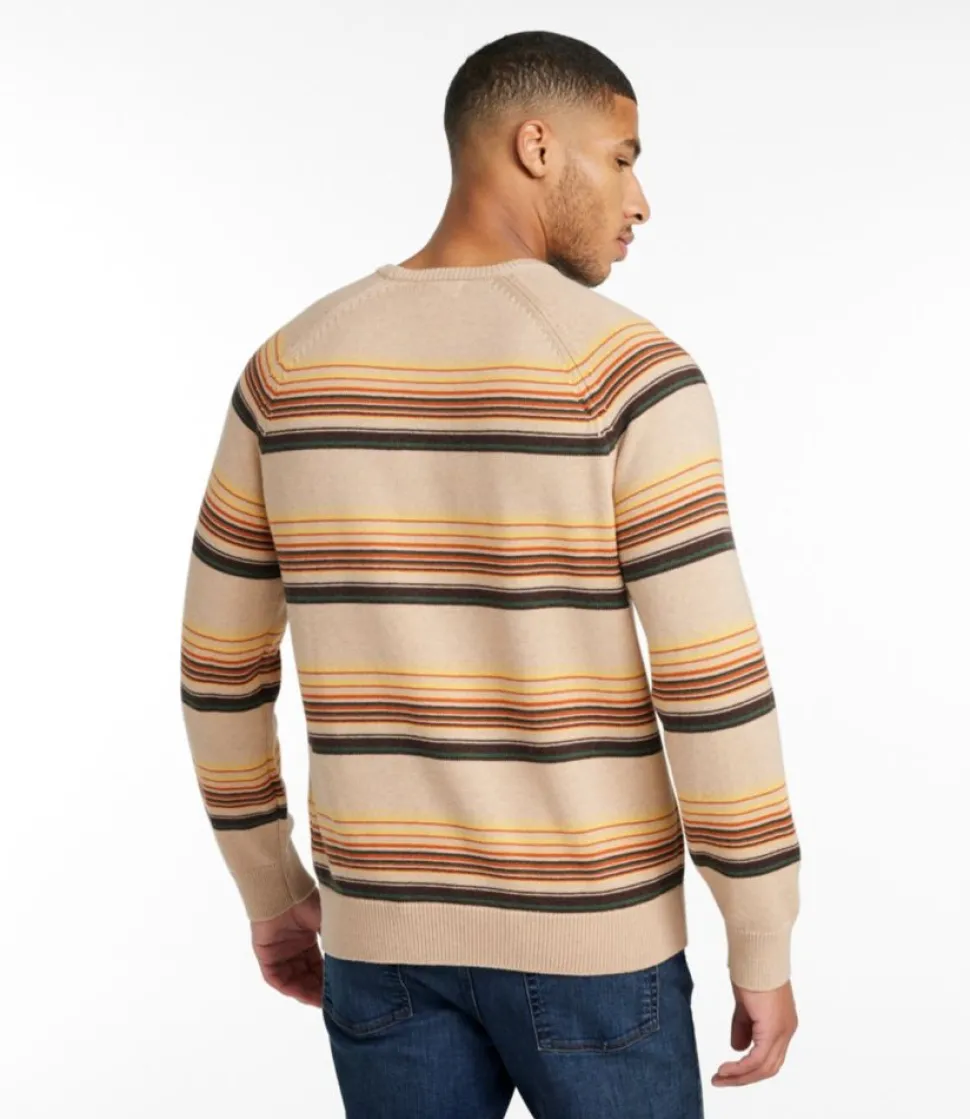 Discount L.L.Bean "Men's Wicked Soft Cotton/Cashmere Sweater, Crewneck, Stripe" Barley