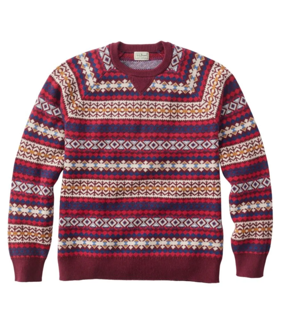 Best Sale L.L.Bean "Men's Wicked Soft Cotton/Cashmere Sweater, Crewneck, Pattern"