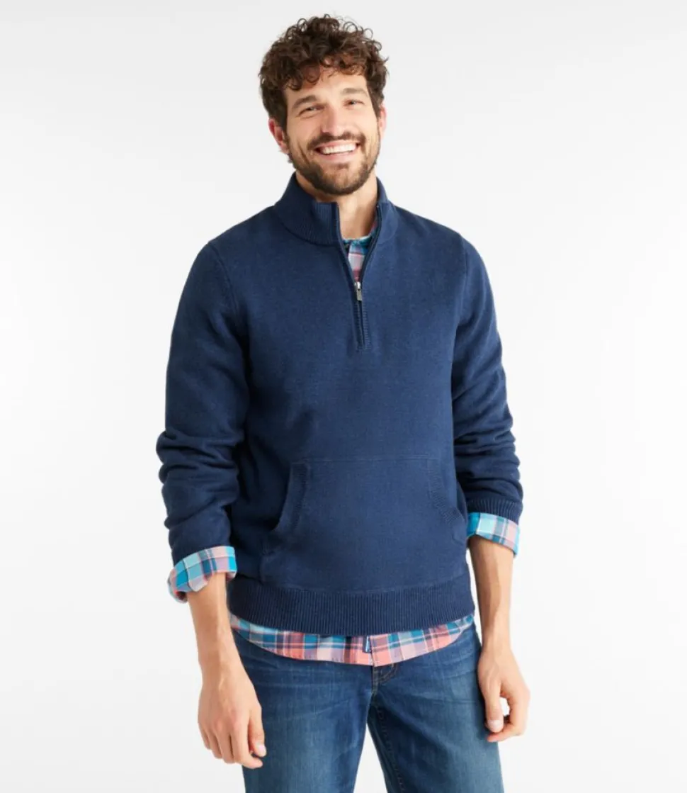 Hot L.L.Bean "Men's Wicked Soft Cotton/Cashmere Sweater, 1/4 Zip"
