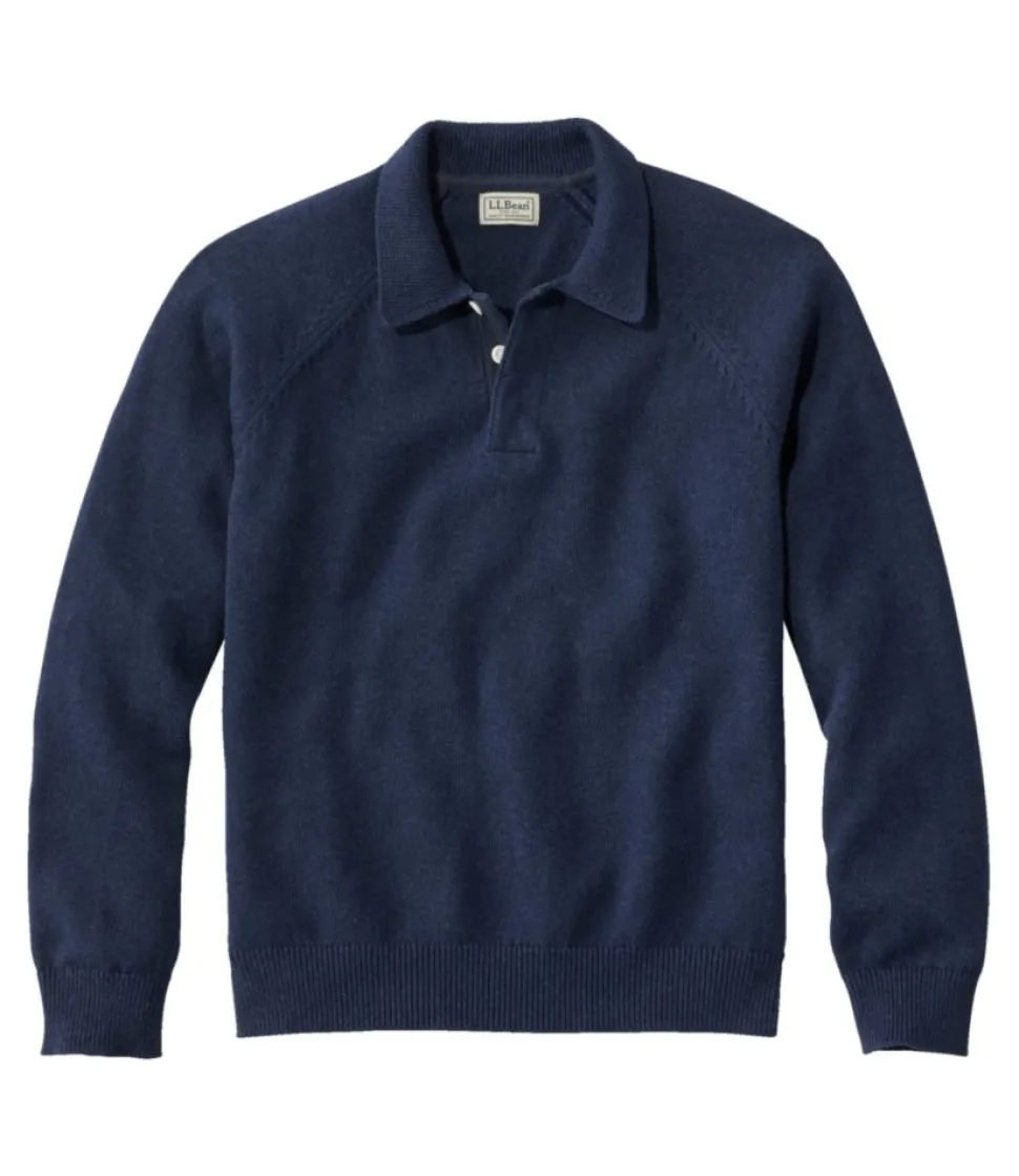 Discount L.L.Bean "Men's Wicked Soft Cotton/Cashmere Sweater, Rugby Polo"
