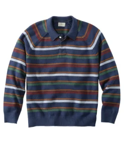 Cheap L.L.Bean "Men's Wicked Soft Cotton/Cashmere Sweater, Rugby Polo, Stripe"
