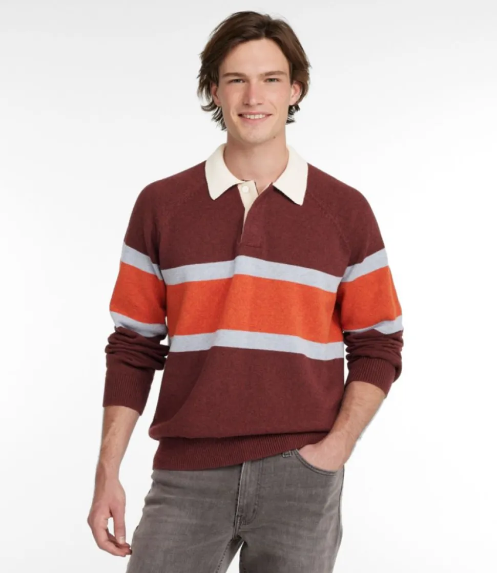 Cheap L.L.Bean "Men's Wicked Soft Cotton/Cashmere Sweater, Rugby Polo, Stripe"