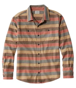 Cheap L.L.Bean "Men's Wicked Soft Flannel Shirt, Stripe, Slightly Fitted Untucked Fit" AppleCinnamon