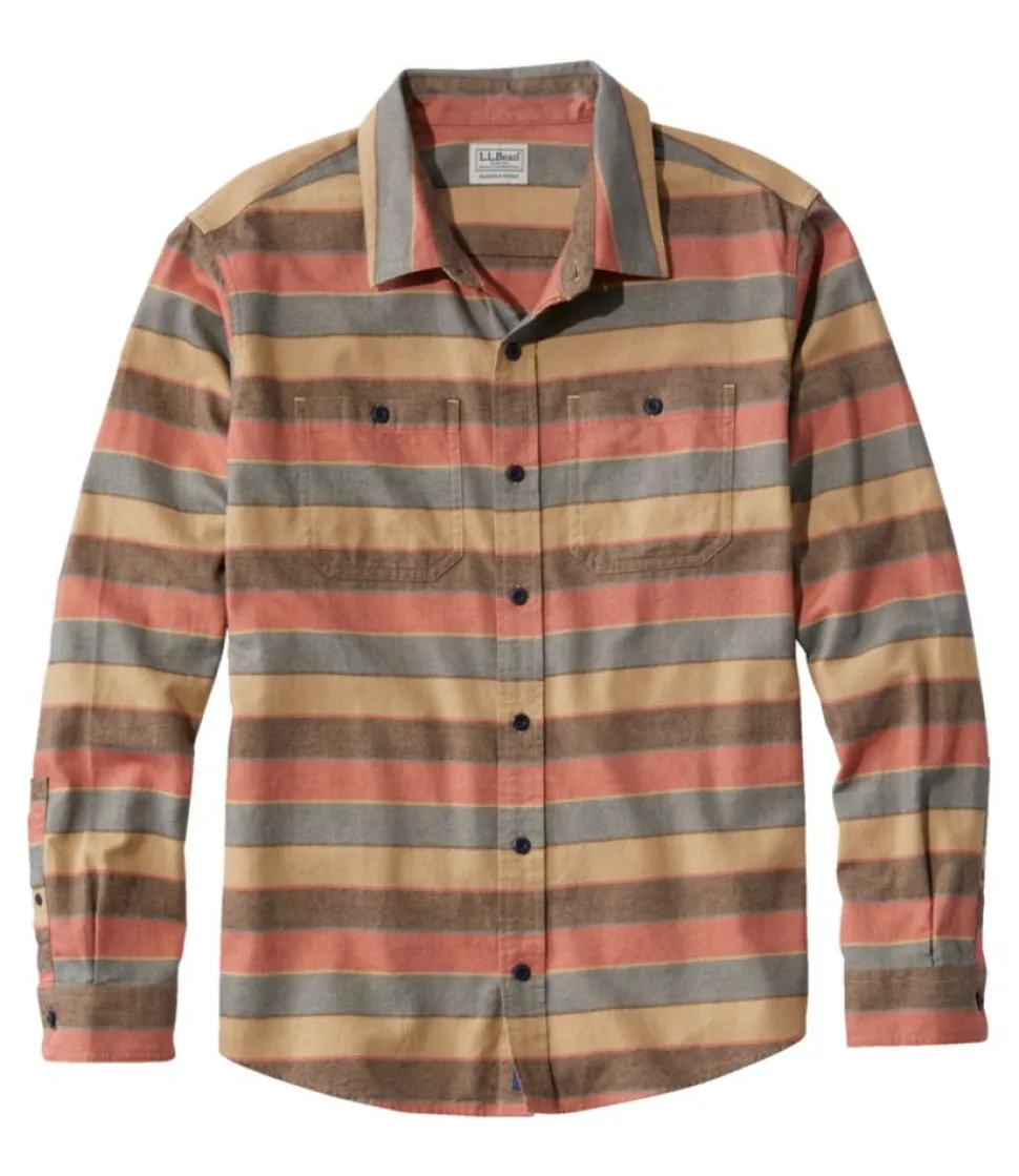 Cheap L.L.Bean "Men's Wicked Soft Flannel Shirt, Stripe, Slightly Fitted Untucked Fit" AppleCinnamon