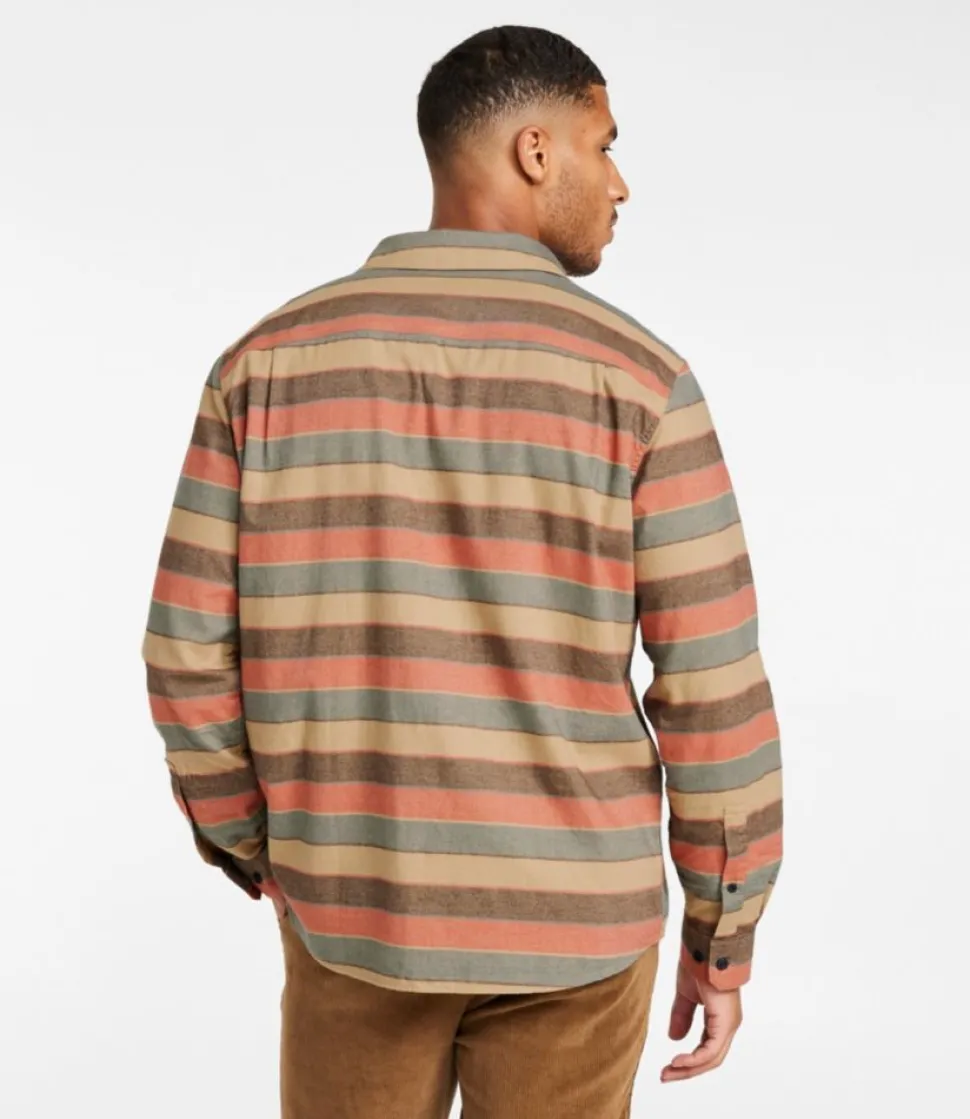 Cheap L.L.Bean "Men's Wicked Soft Flannel Shirt, Stripe, Slightly Fitted Untucked Fit" AppleCinnamon