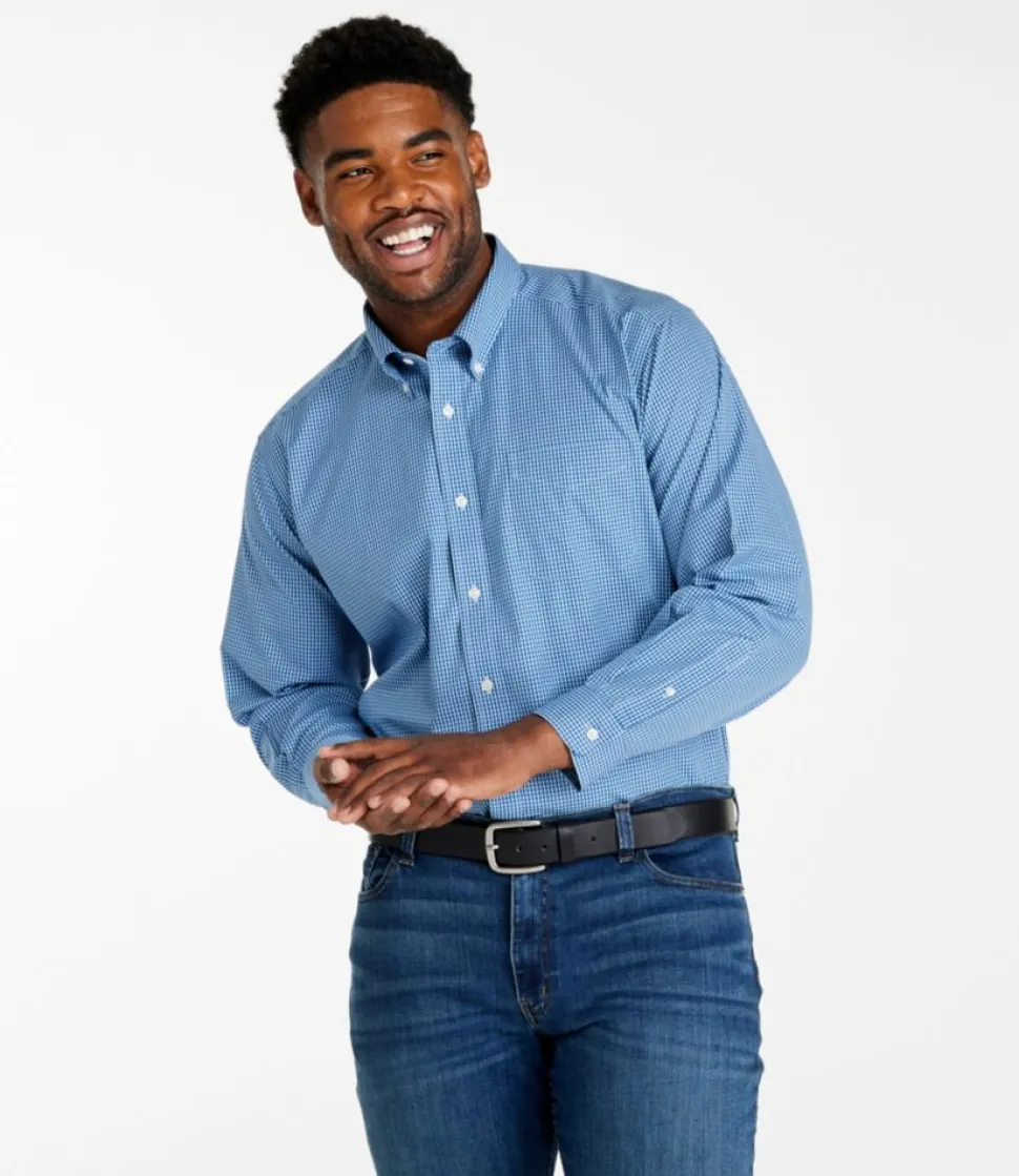 Best Sale L.L.Bean "Men's Wrinkle-Free Pinpoint Oxford Cloth Shirt, Traditional Fit Tattersall"