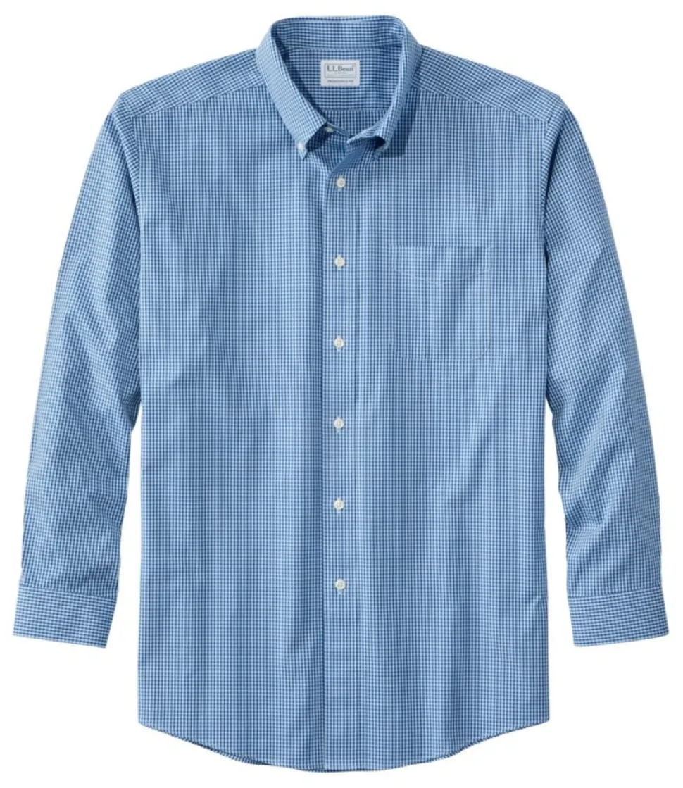 Best Sale L.L.Bean "Men's Wrinkle-Free Pinpoint Oxford Cloth Shirt, Traditional Fit Tattersall"