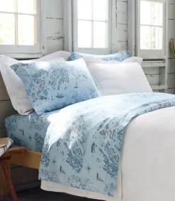 Outlet L.L.Bean "Nautical Map Percale Sheet Collection" LightBlue