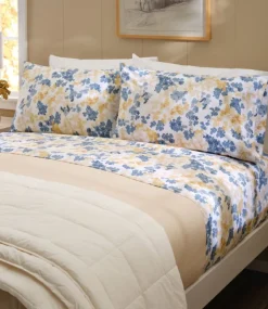 Best L.L.Bean "Organic Cotton Percale Sheet Collection, Botanical Print" WhiteBotanical